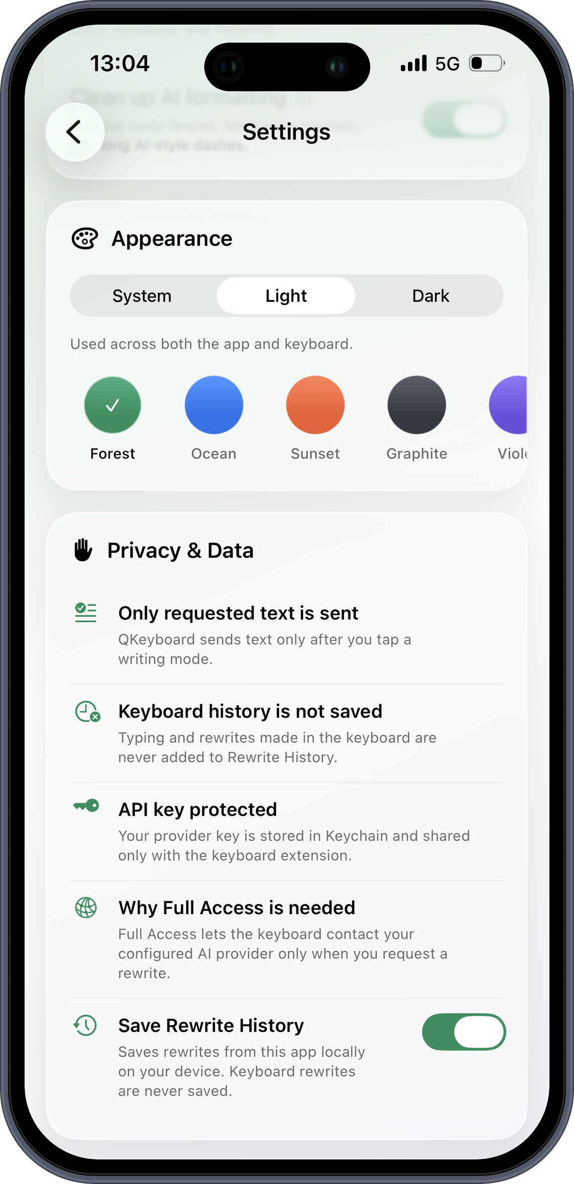 QKeyboard rewrite suggestions on iPhone