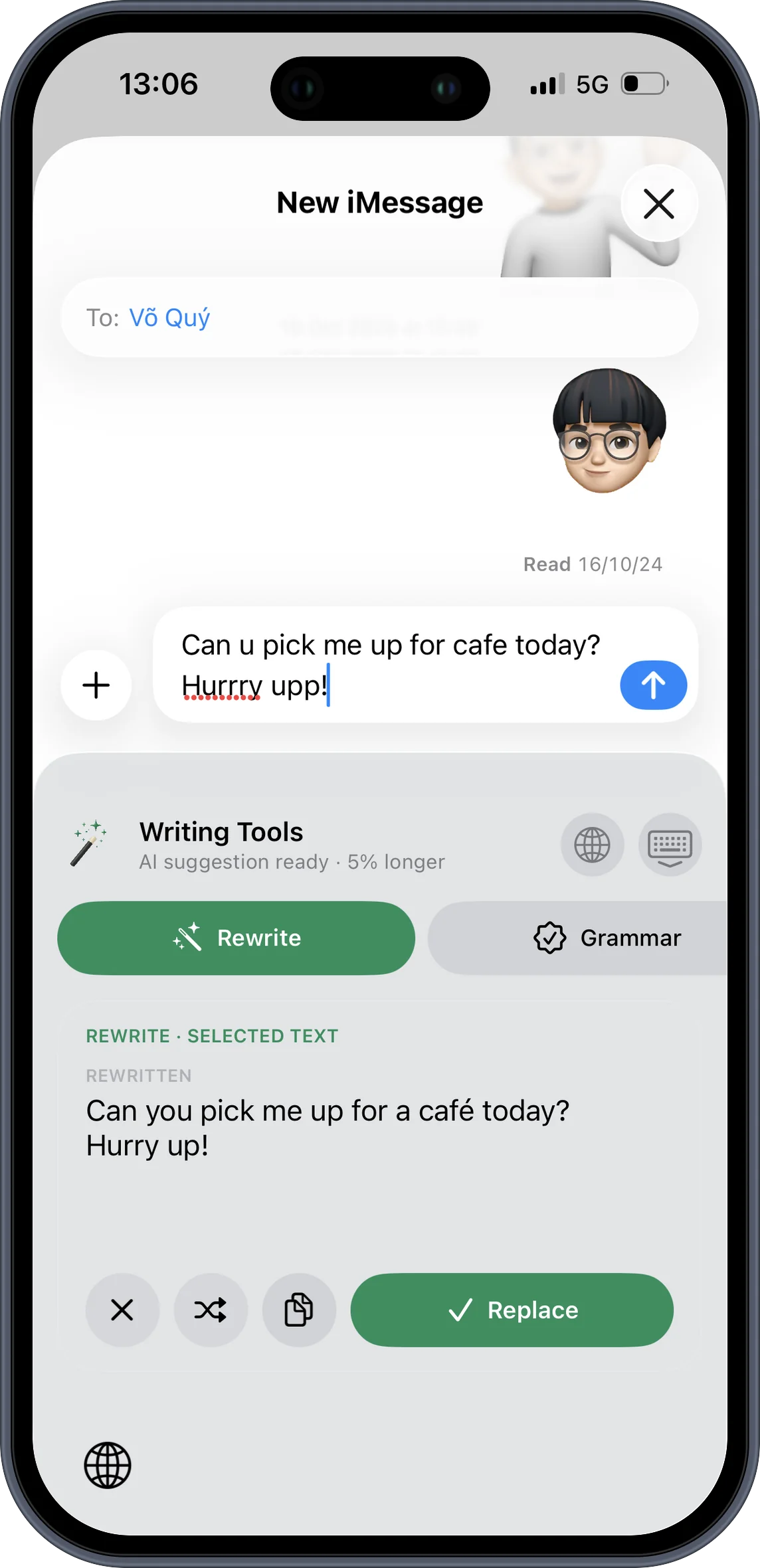 QKeyboard rewriting text inline on an iPhone