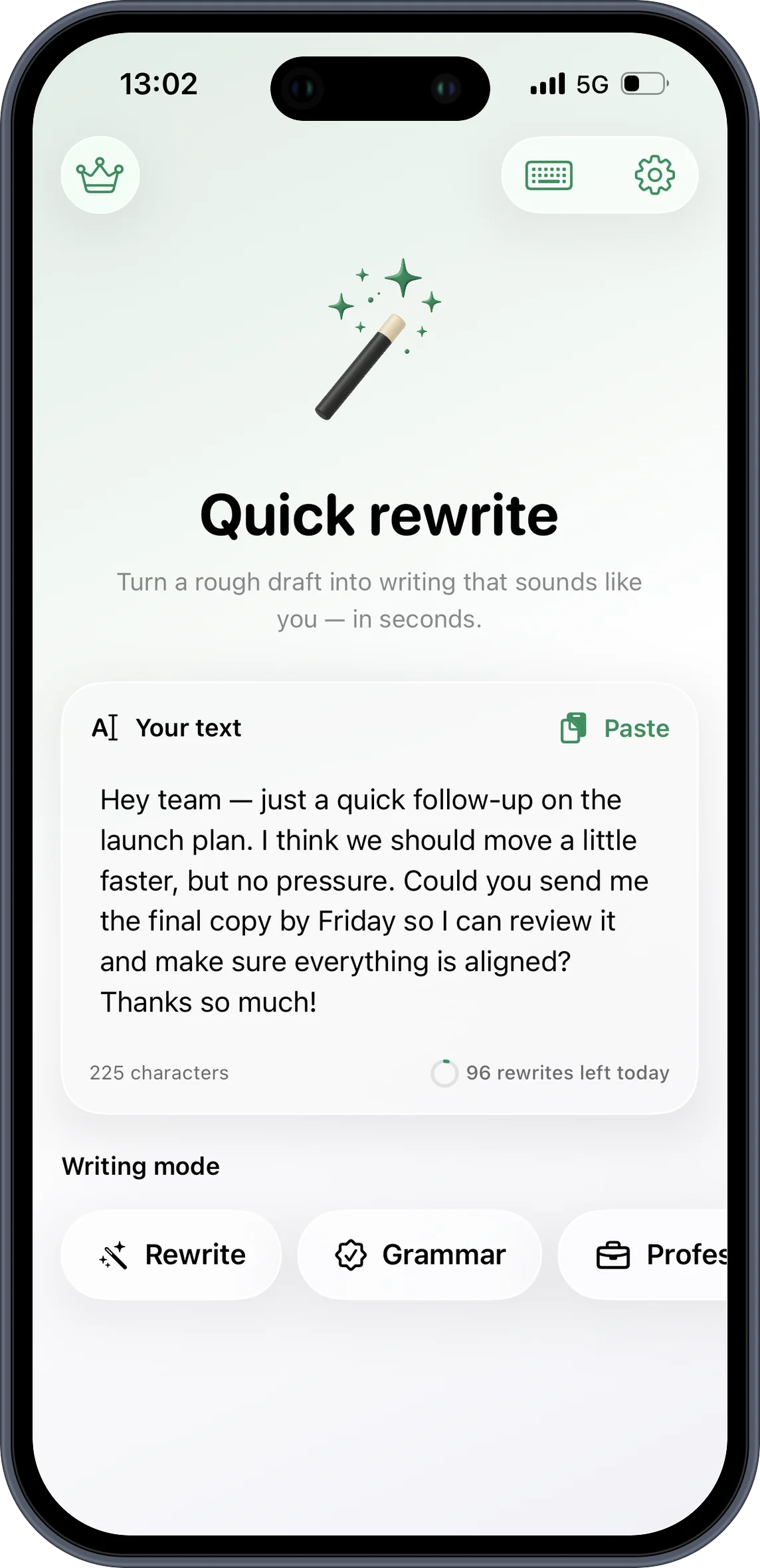 QKeyboard Quick Rewrite workspace