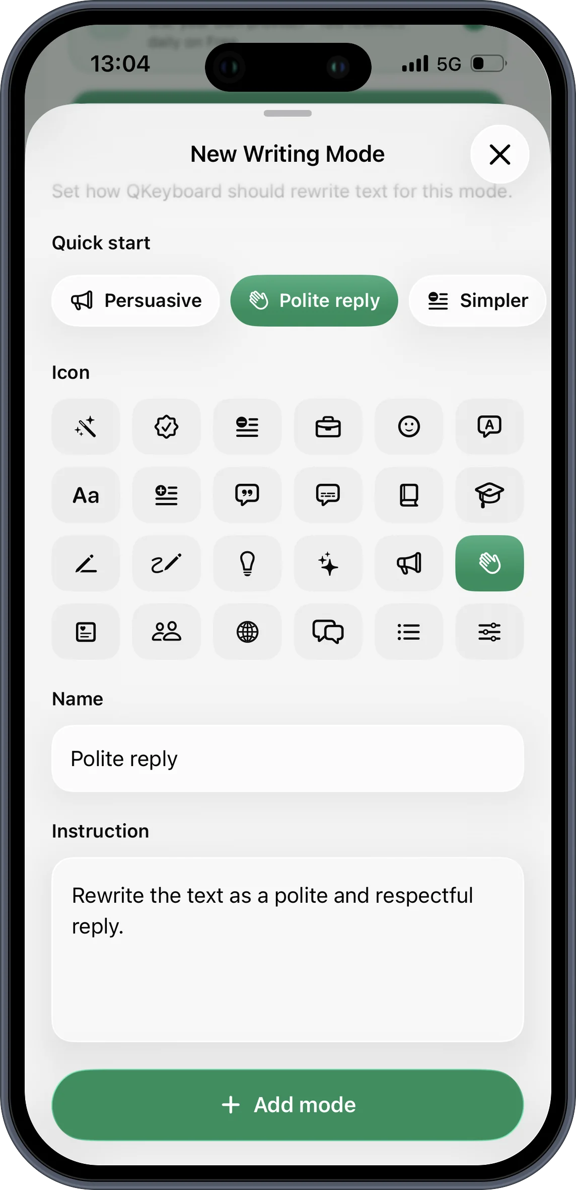 QKeyboard custom writing mode editor
