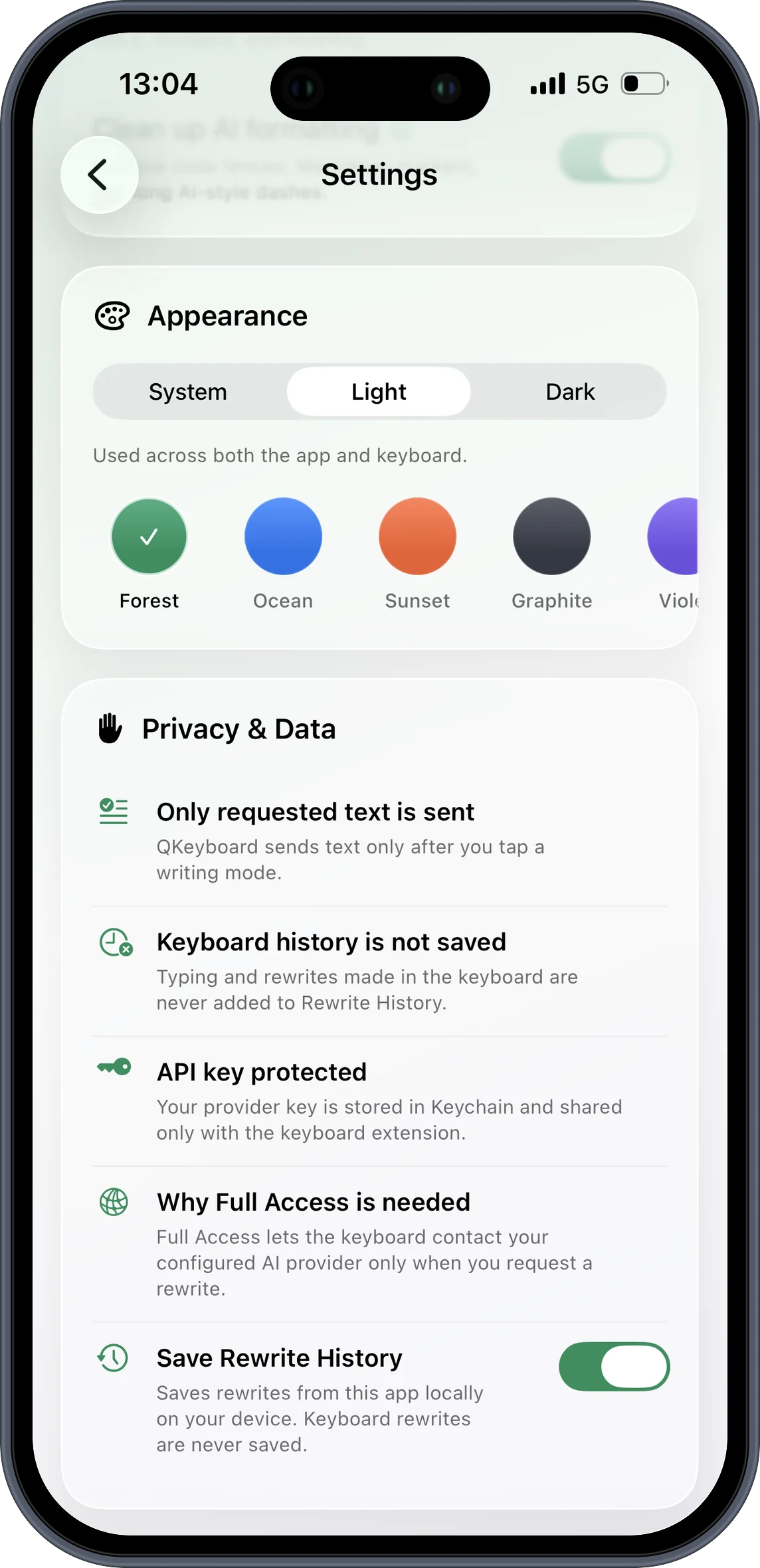 QKeyboard rewrite suggestions on iPhone